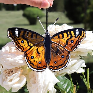 Andean buckeye butterfly suncatcher, stained glass window hangings, unique Christmas gift, gift for mom, handmade gift, modern home decor