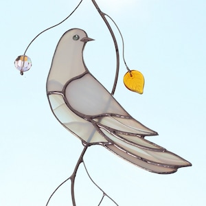 Stained Glass Dove Suncatcher Window Hanging Peace Bird Decor Mother's Day Gift
