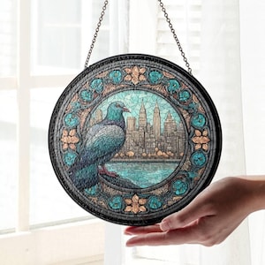 Pigeon Stained Glass Suncatcher Ornament